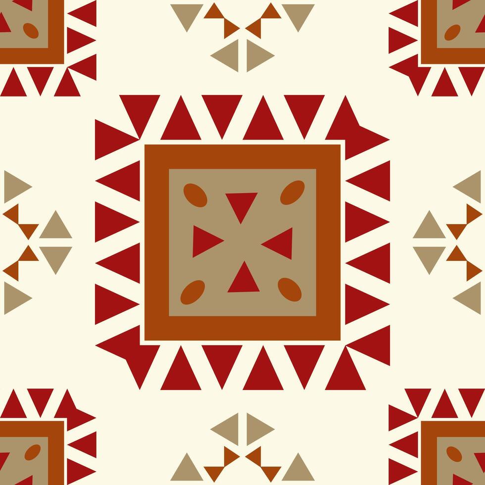 Ancient Inca Elaborate Seamless Pattern With Red Gold on Light Cream Background. Beautiful Geometric Detailed for Fabrics Bag Textiles Book Cover Branding Packaging Paper Wrap Repeat Needlecraft Scarf vector