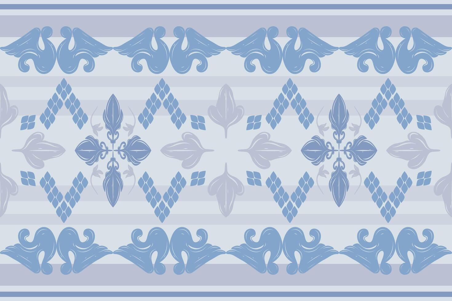 Elegance Traditional Motif Scroll Geometric Ornament Delicate Florals Abstract Border Pattern. Exquisite Chevron Medieval Classical Grey Silver Blue Element Wealth Rich Style Embroidery Costume Silk vector