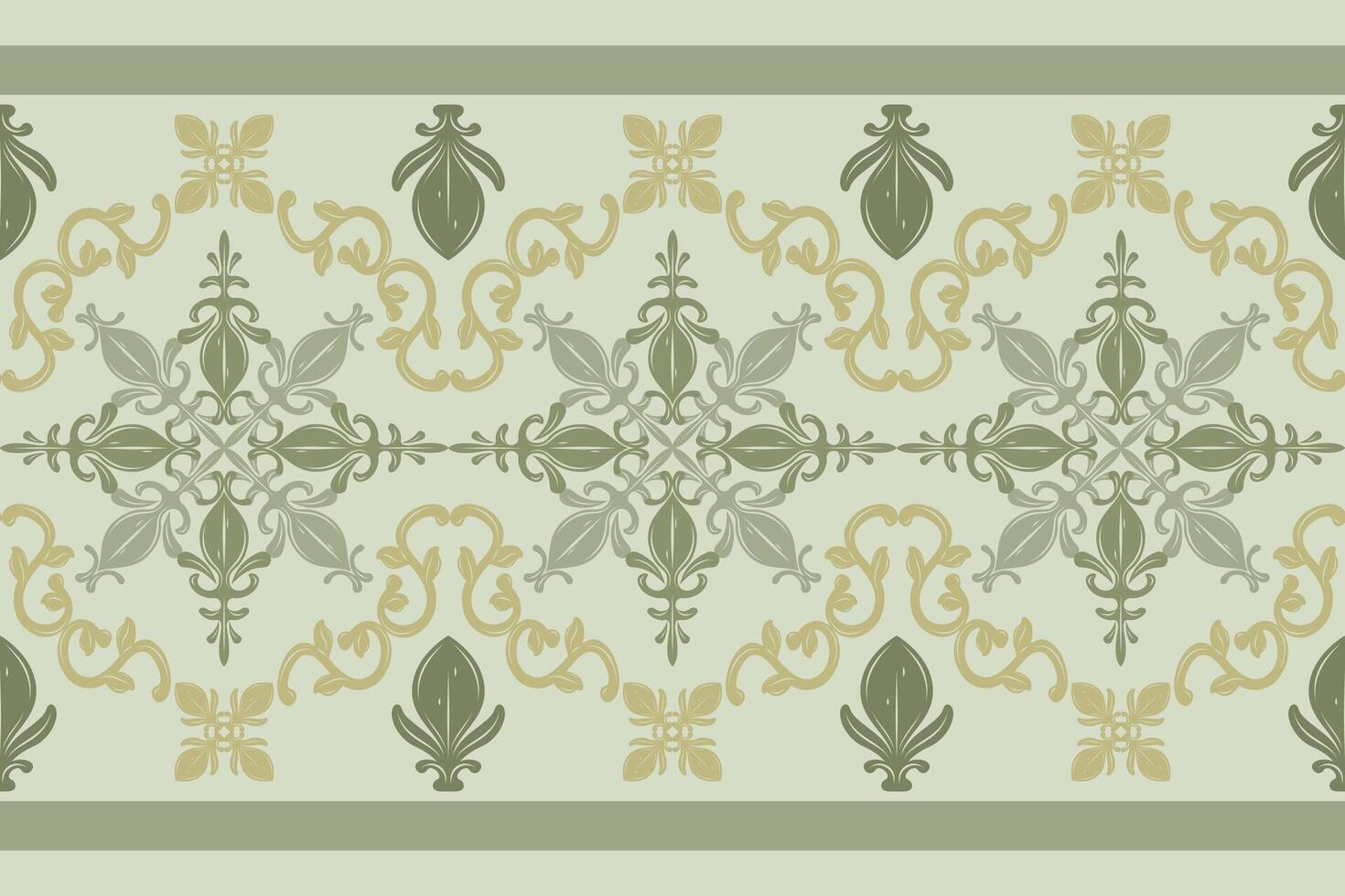 Intricate Symmetric Royal Baroque Rococo Botany Florals Design with Green Jade Tones Gold Ornament Border Pattern Elegance Luxury Style of Vines Flawless Embroidery Brocade Art Frame Fabric Decoration vector