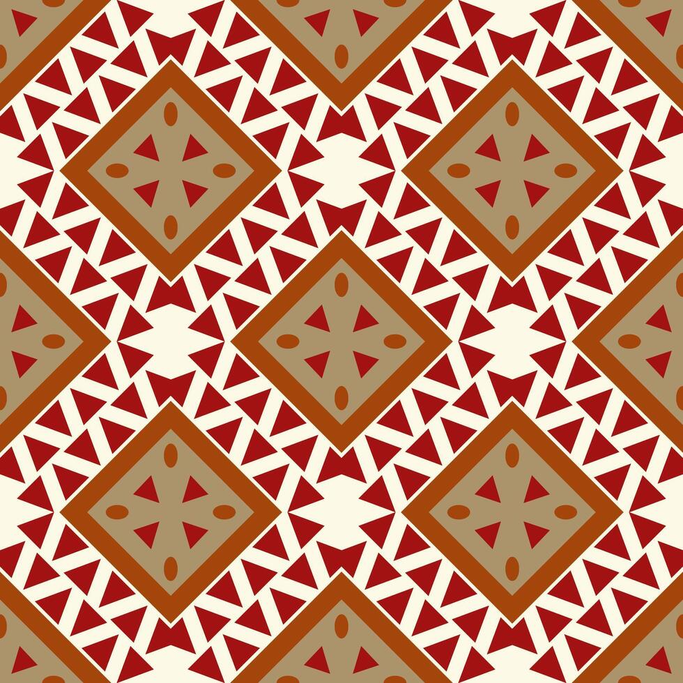 Geometric Abstract Modern in Red and Gold on Light Beige Background. Traditional Modern Vintage Motif Style Seamless Repeat Exotic Element for Tiles Floor Decoration Embroidery Textiles Print Backdrop vector