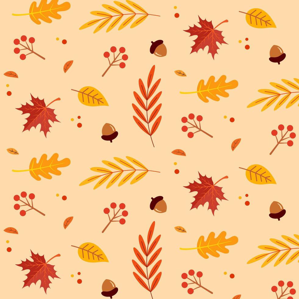 Hand drawn flat autumn patterns vector