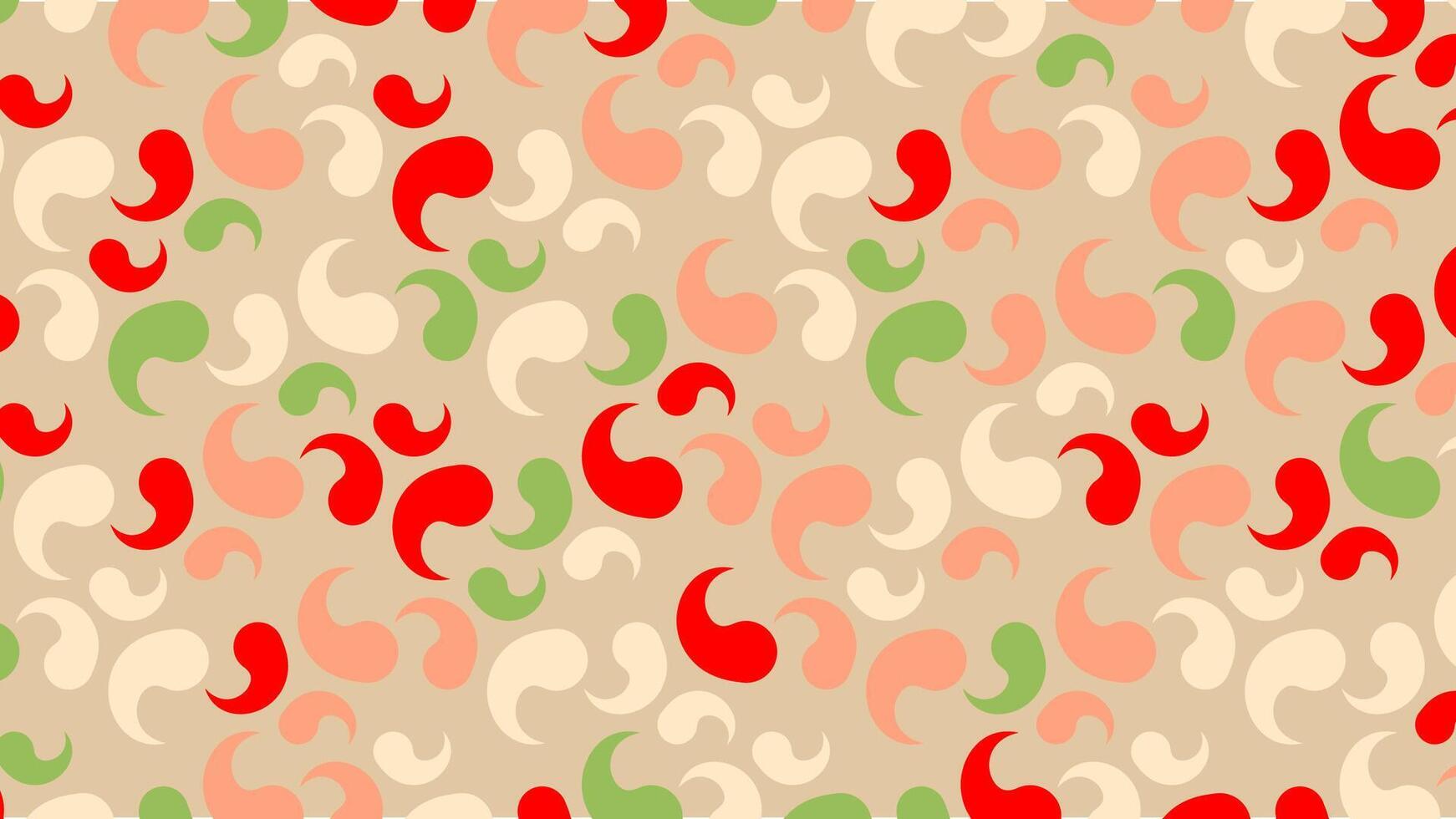 Abstract paisley pattern in red, green, cream and coral on a beige background, Ideal for textiles, wallpapers and digital design vector