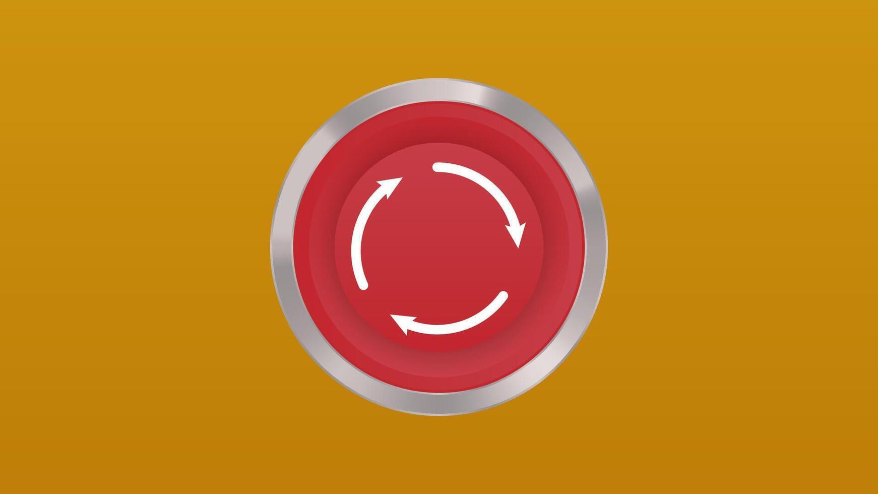 3D Emergency Button with Circular Arrows vector