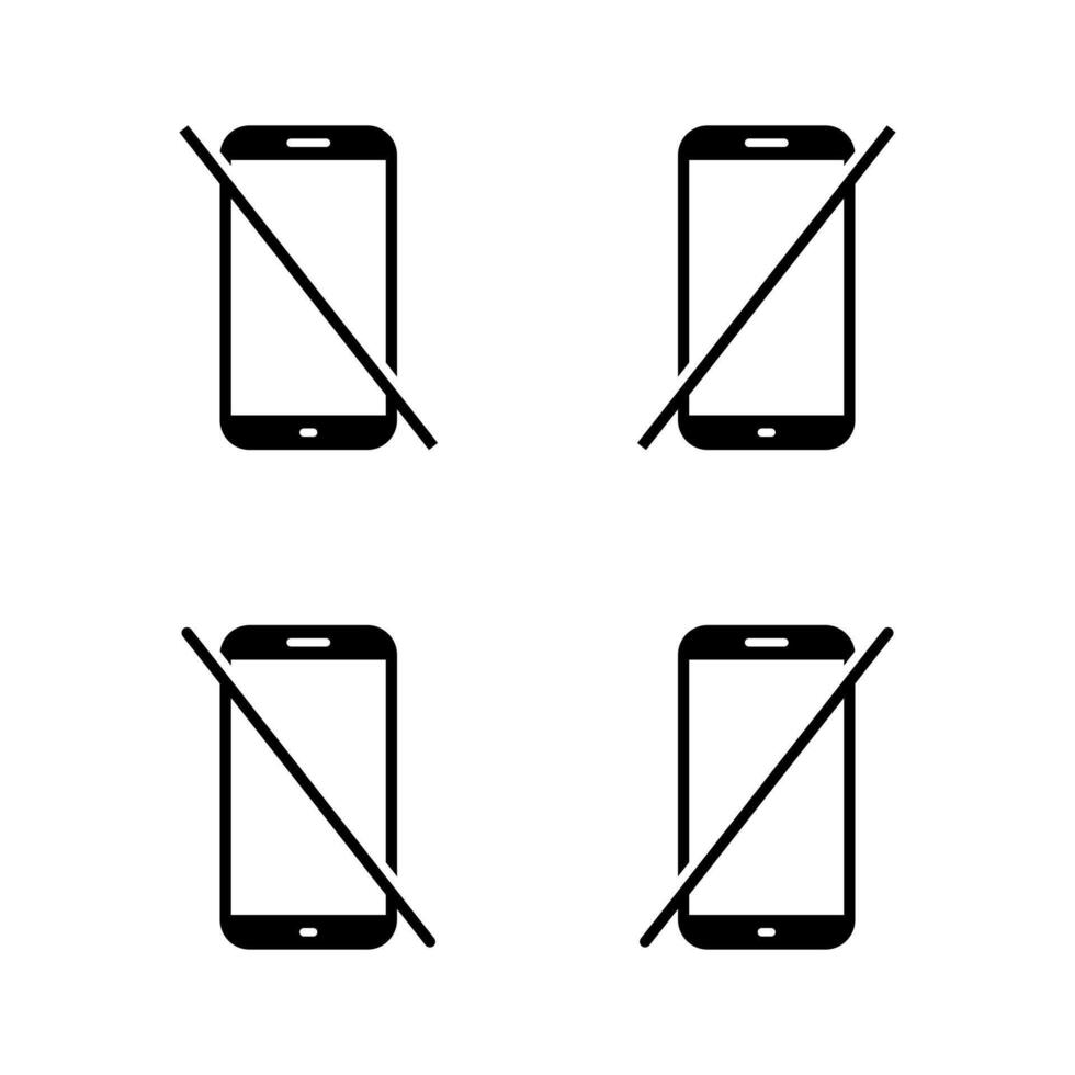 No mobile phone icon set. Do not use smartphone sign. Cellphone ban symbol vector