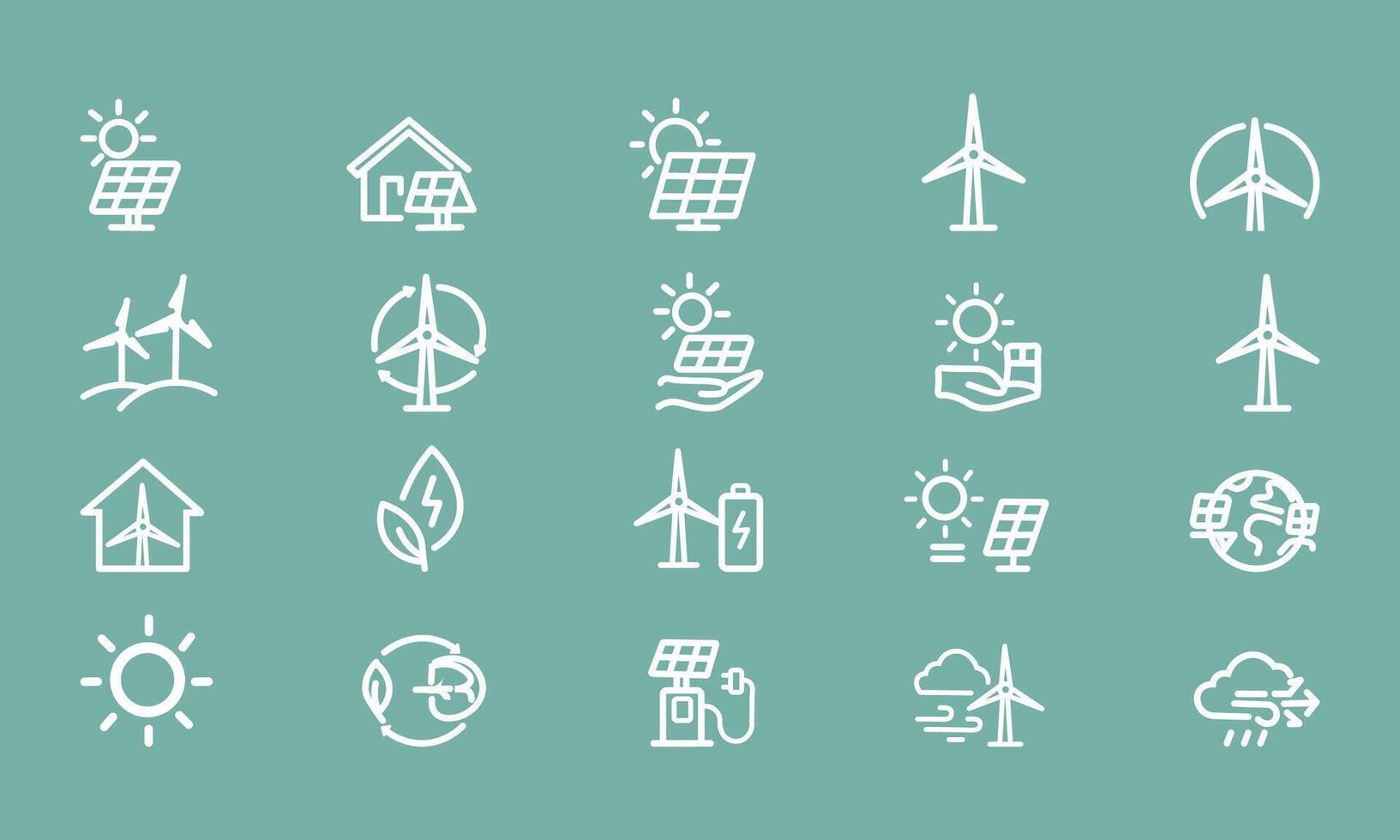 Eco and Sustainability Green Energy icon set vector