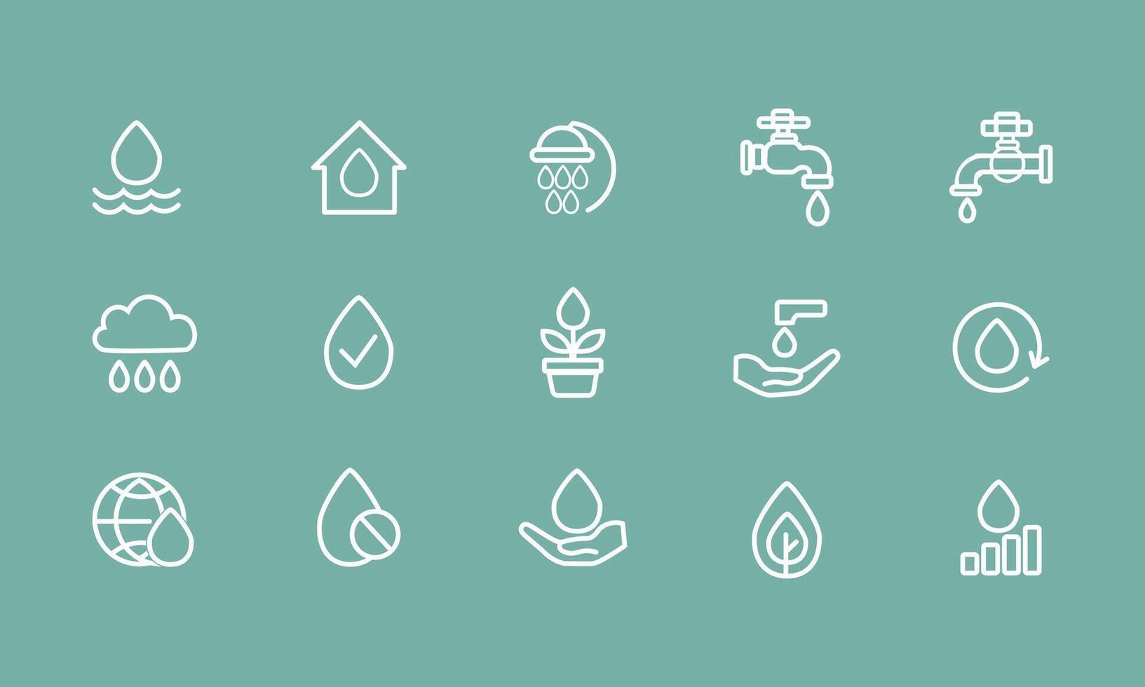 Water Conservation Icons Saving Water for Protecting Environment vector