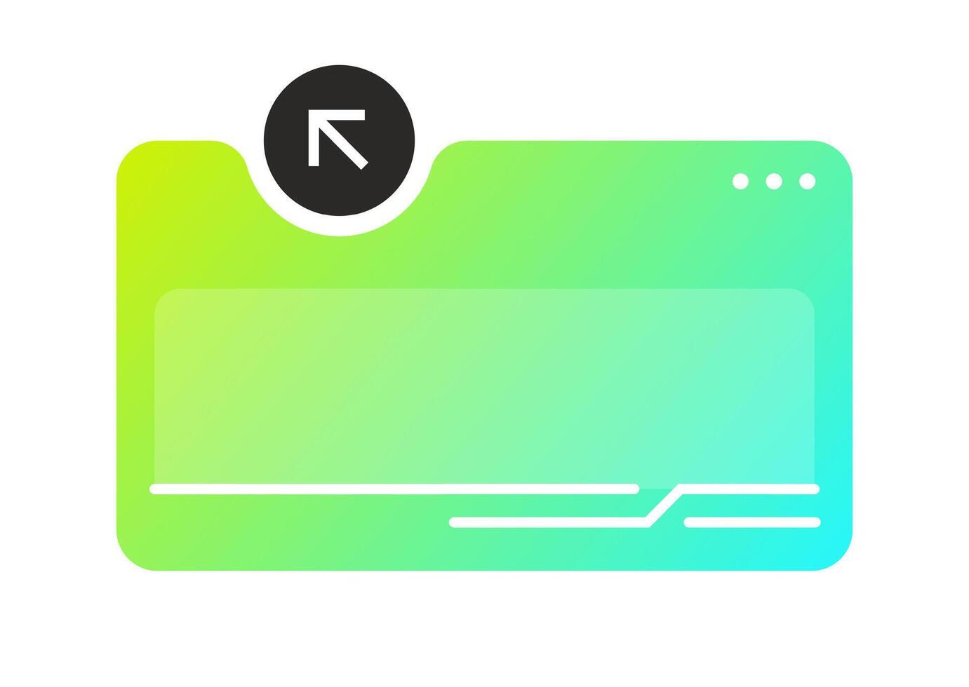 Gradient Popup UI Window Element with Arrow Icon for Interface Design. Green Gradient Color Scheme with Minimal Rounded Corners and Futuristic Details. vector