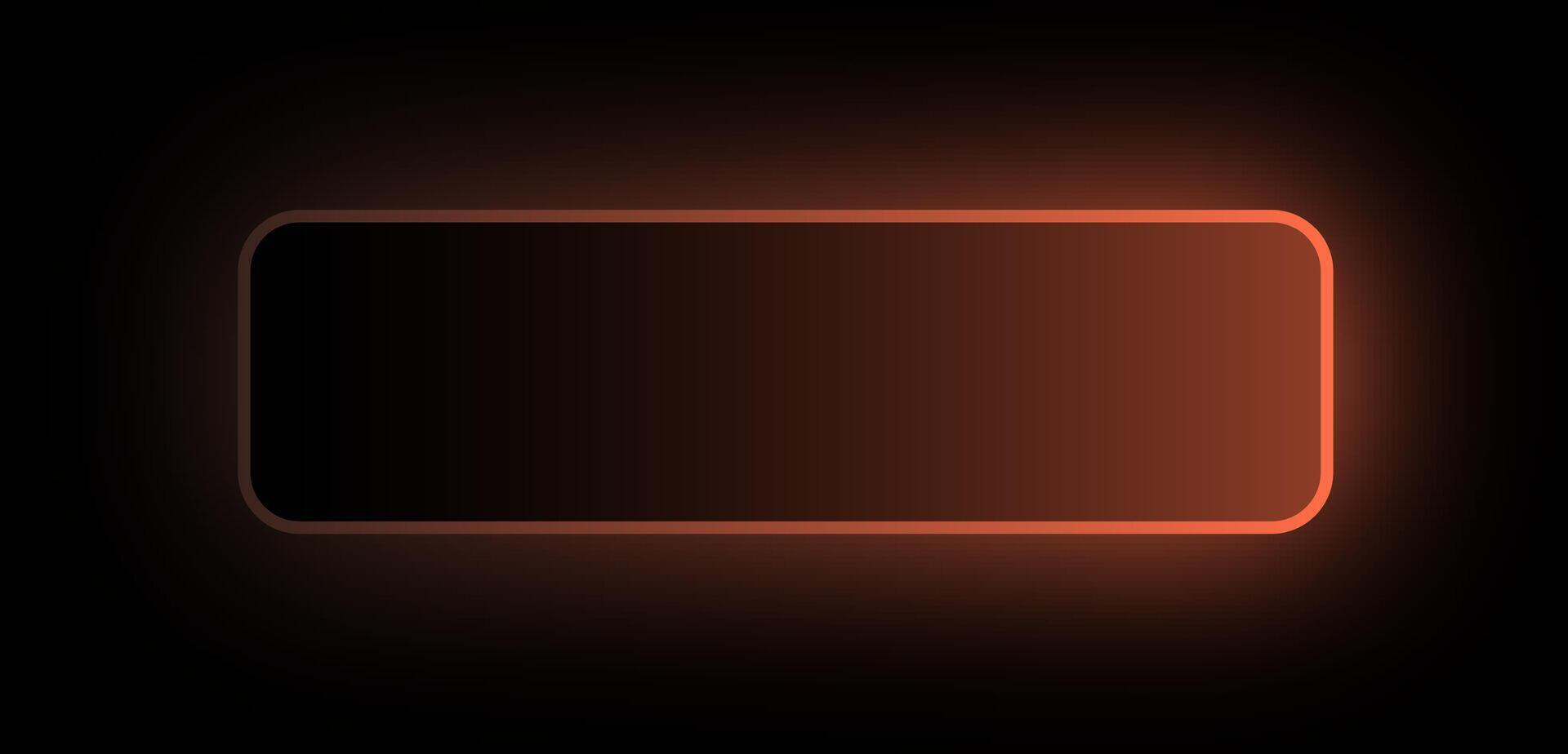 Glowing Neon Rounded Button UI Element with Orange Light Effect on Dark Background. Futuristic Tech Interface Style for App or Web Design. vector