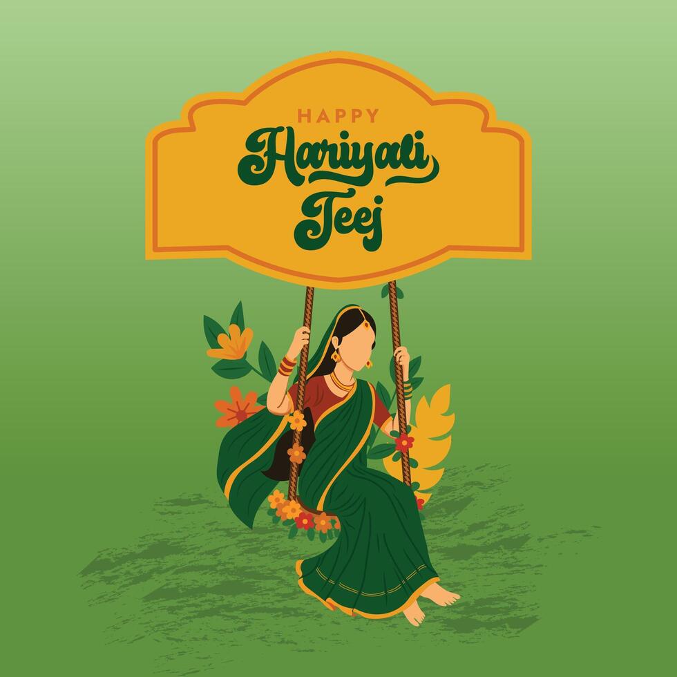 Illustration for Happy Hariyali Teej greeting card, banner, poster, and social media feed template with festival and traditional decorative elements. vector