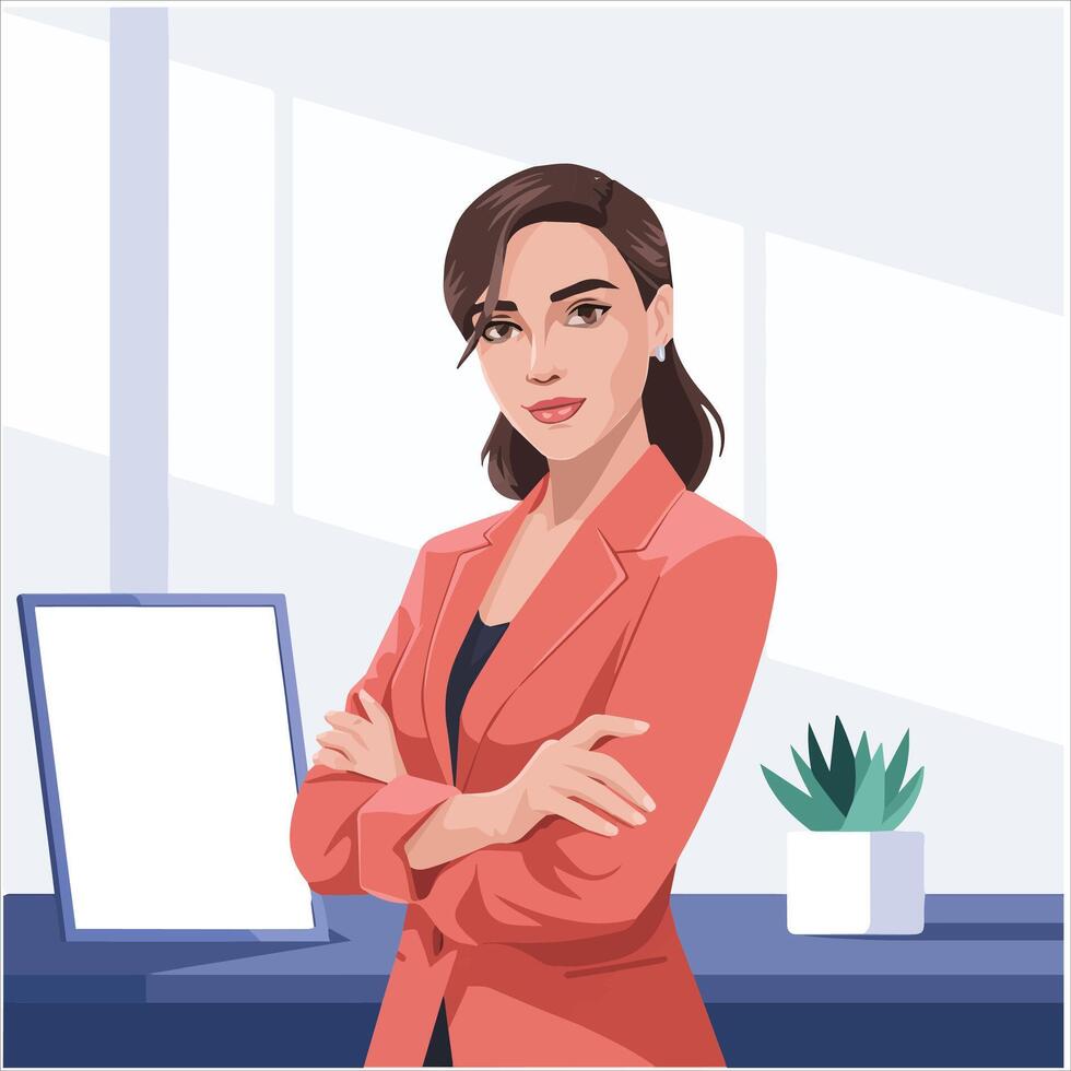 Business woman in office vector