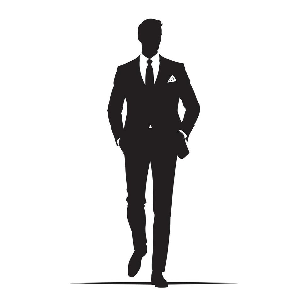 Businessman Standing pose silhouette vector
