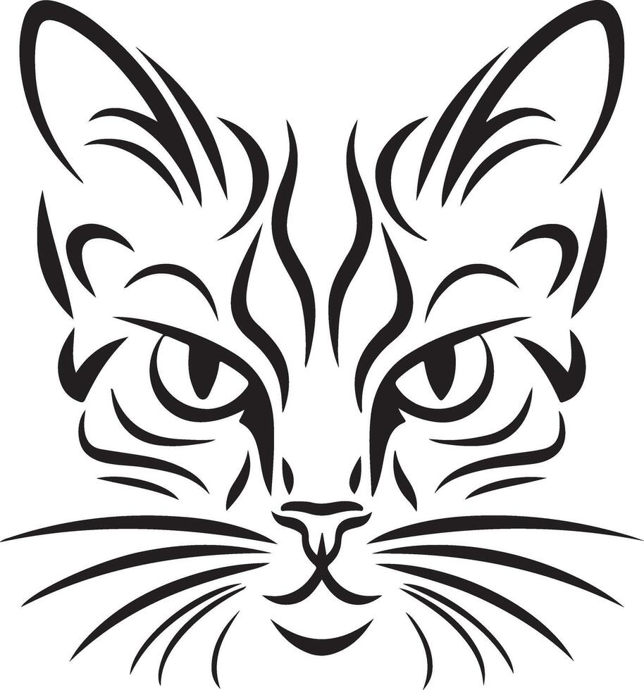 a cat's face is shown in black and white vector