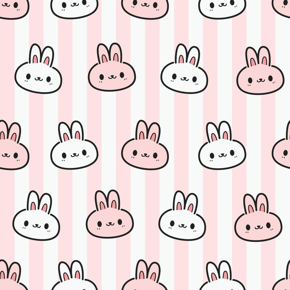 Cute bunny pattern in pink and white vector