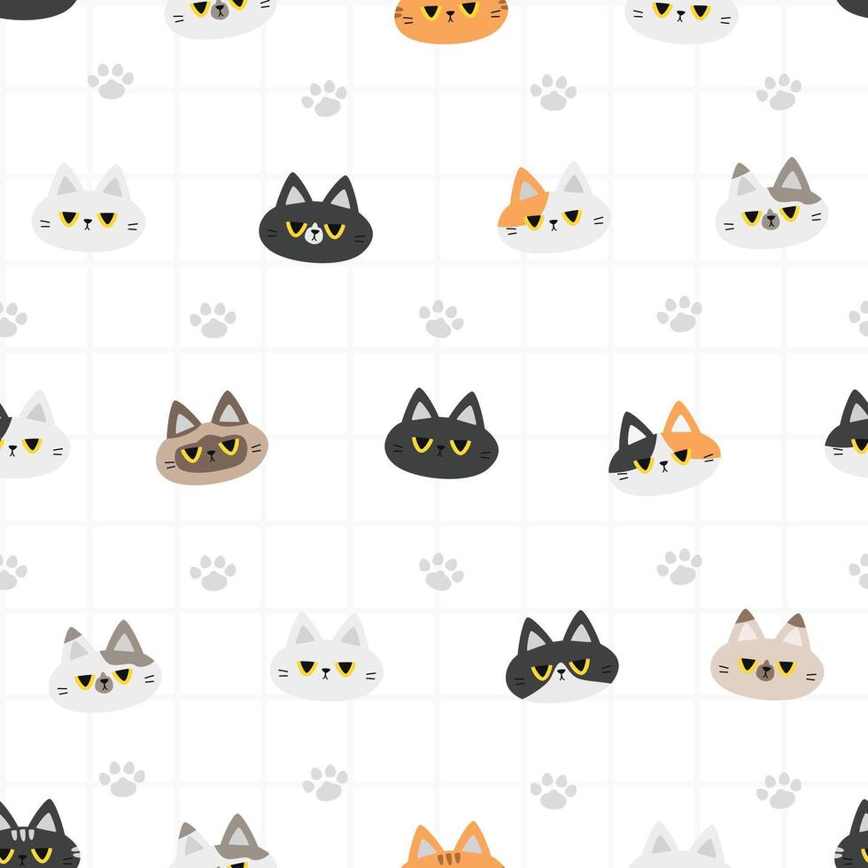 colorful cat faces pattern design vector