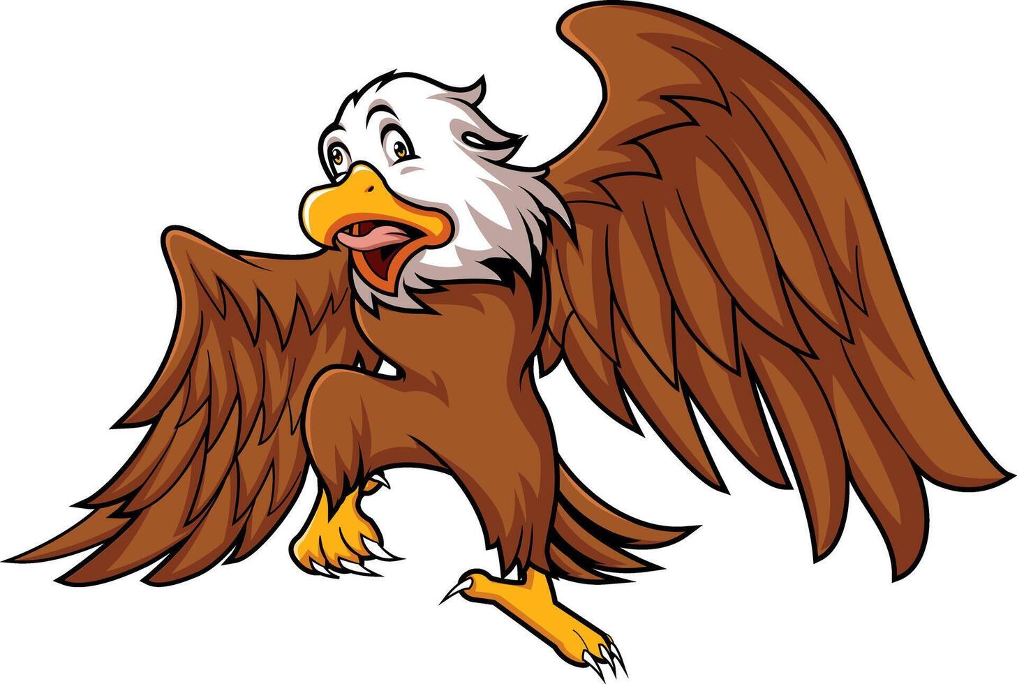 stupid eagle mascot is walking and flapping its wings to fly vector