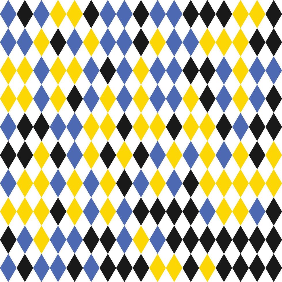 Bold Diamond Geometric Pattern. Blue, Yellow, Black and White Modern Abstract Background vector
