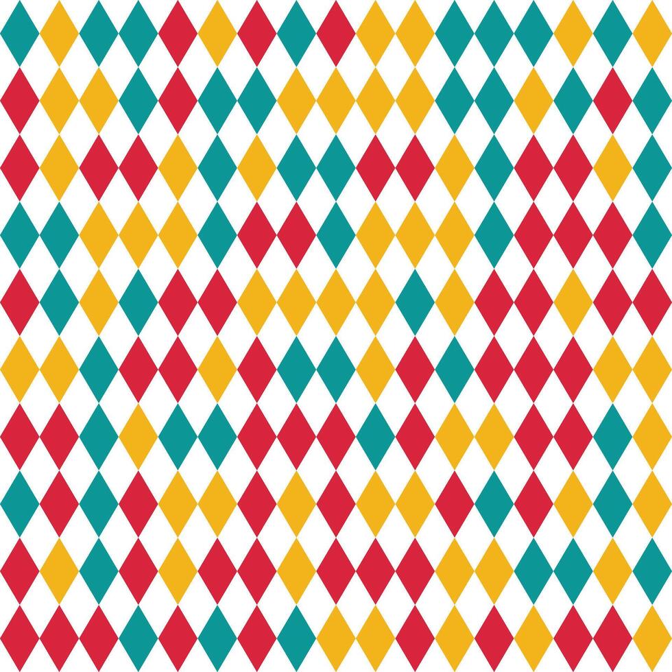 Vibrant Red Yellow Teal Diamond Geometric Pattern. Modern Seamless Abstract Background vector