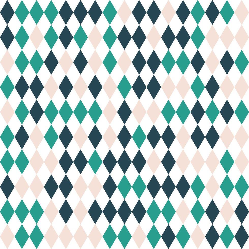 Teal Navy Beige Diamond Pattern. Modern Geometric Seamless Background for Textile And Digital Design vector
