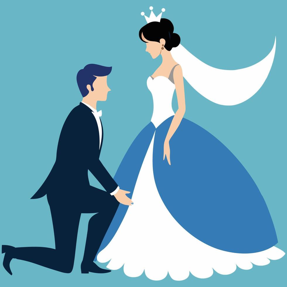 Groom proposes to bride wedding proposal vector