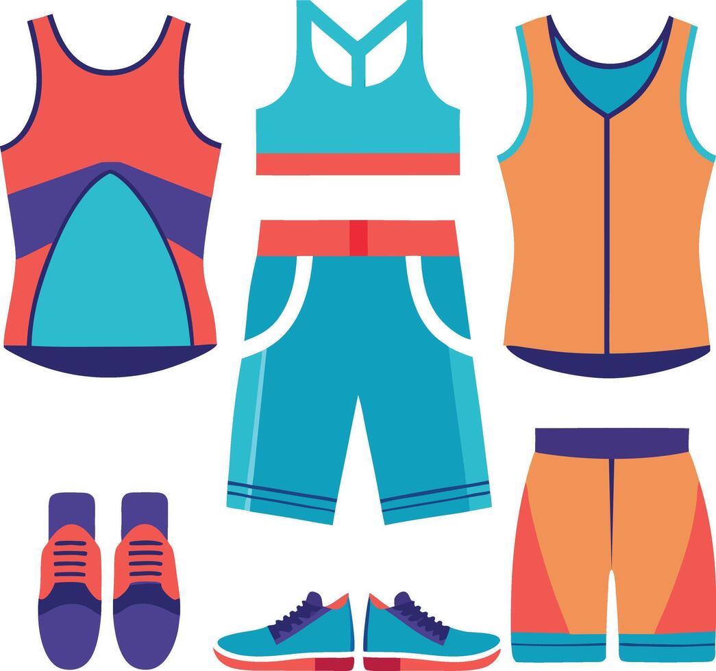 Athletic apparel and footwear collection athletic wear vector
