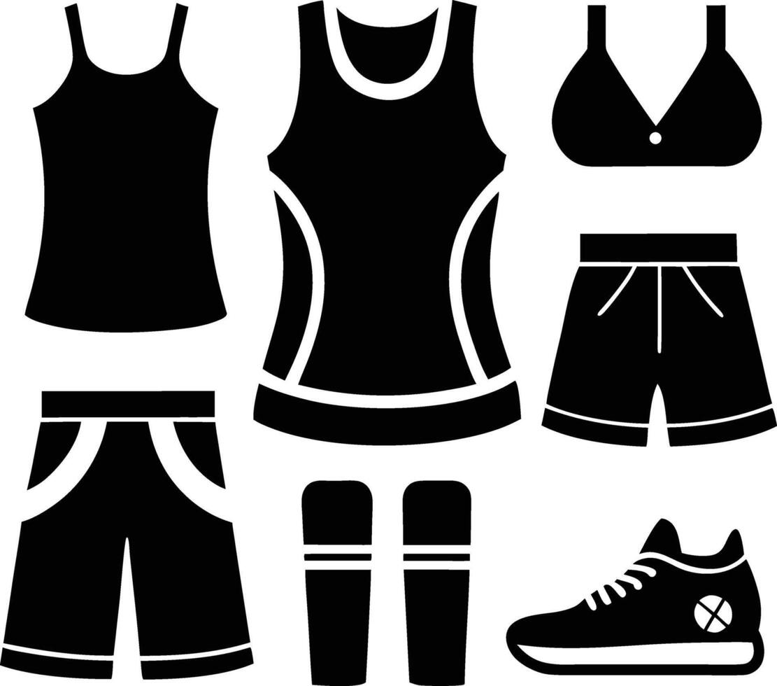 Athletic apparel and footwear collection vector