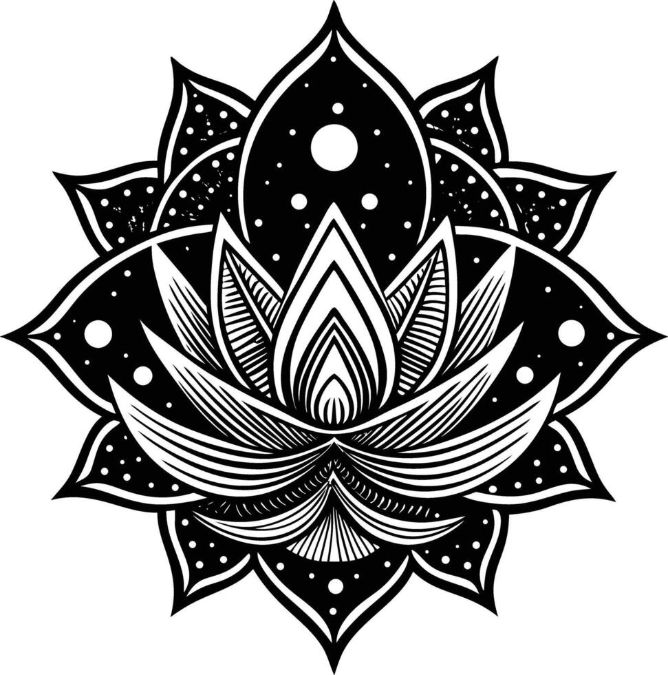 Intricate black floral mandala design black and white vector