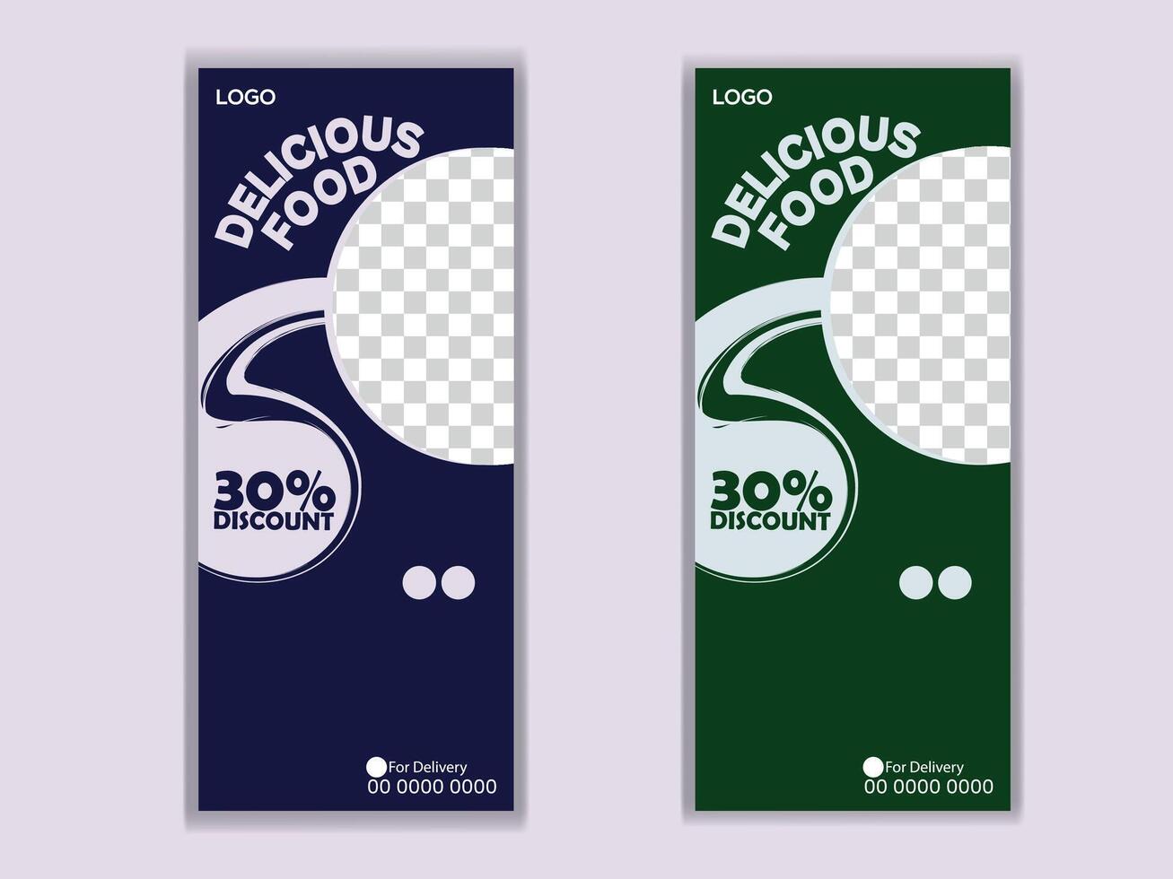 Delicious Food Roll Up pull up banner Design vector