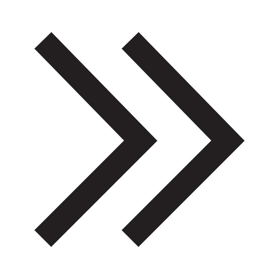 Black Double Forward Arrows on a White Background Illustration vector