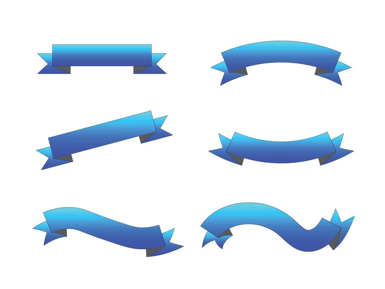Collection of Blue Gradient Ribbons in Various Bold Designs vector