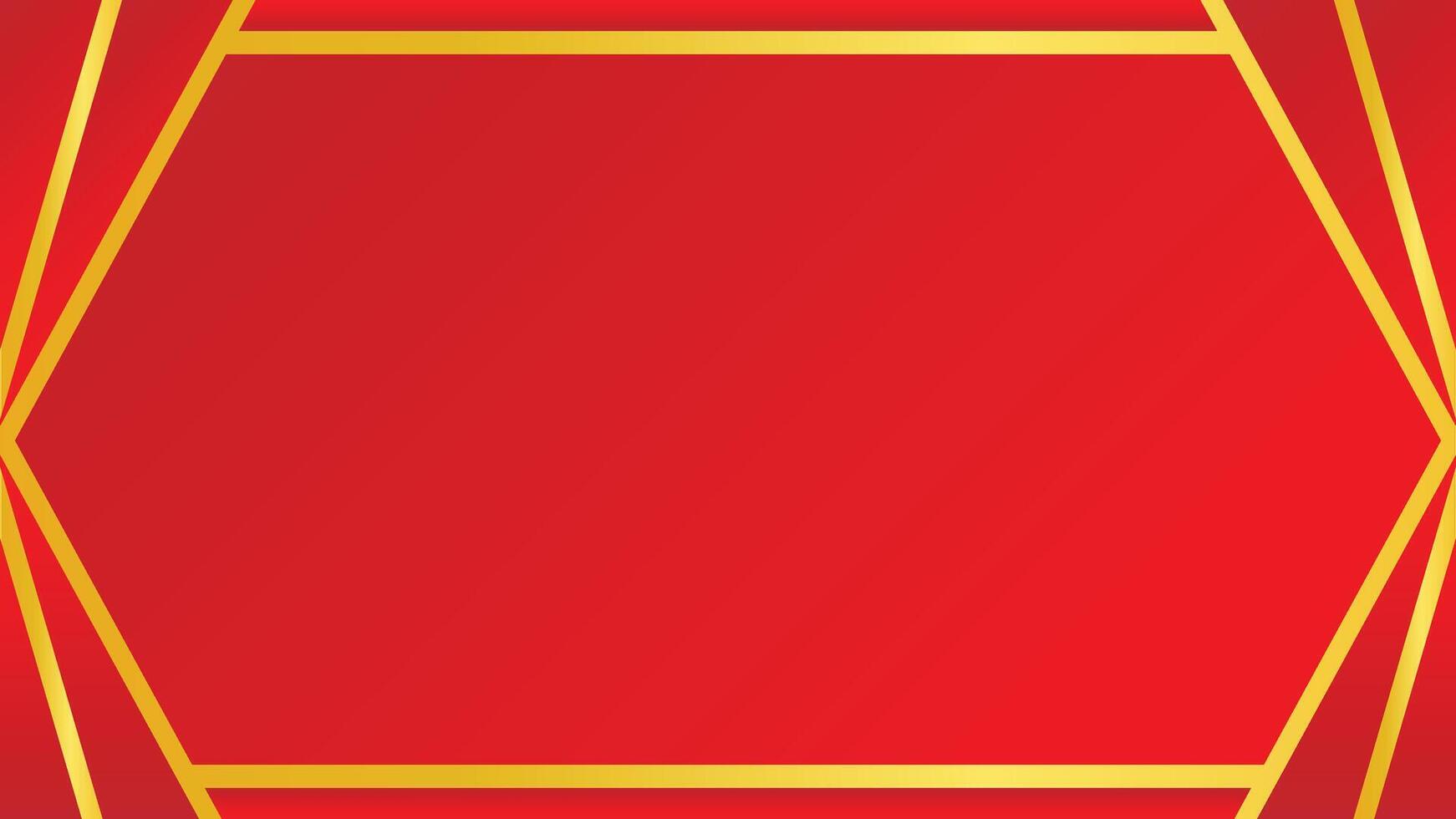 Red Background With Golden Geometric Frame for Elegant Designs vector