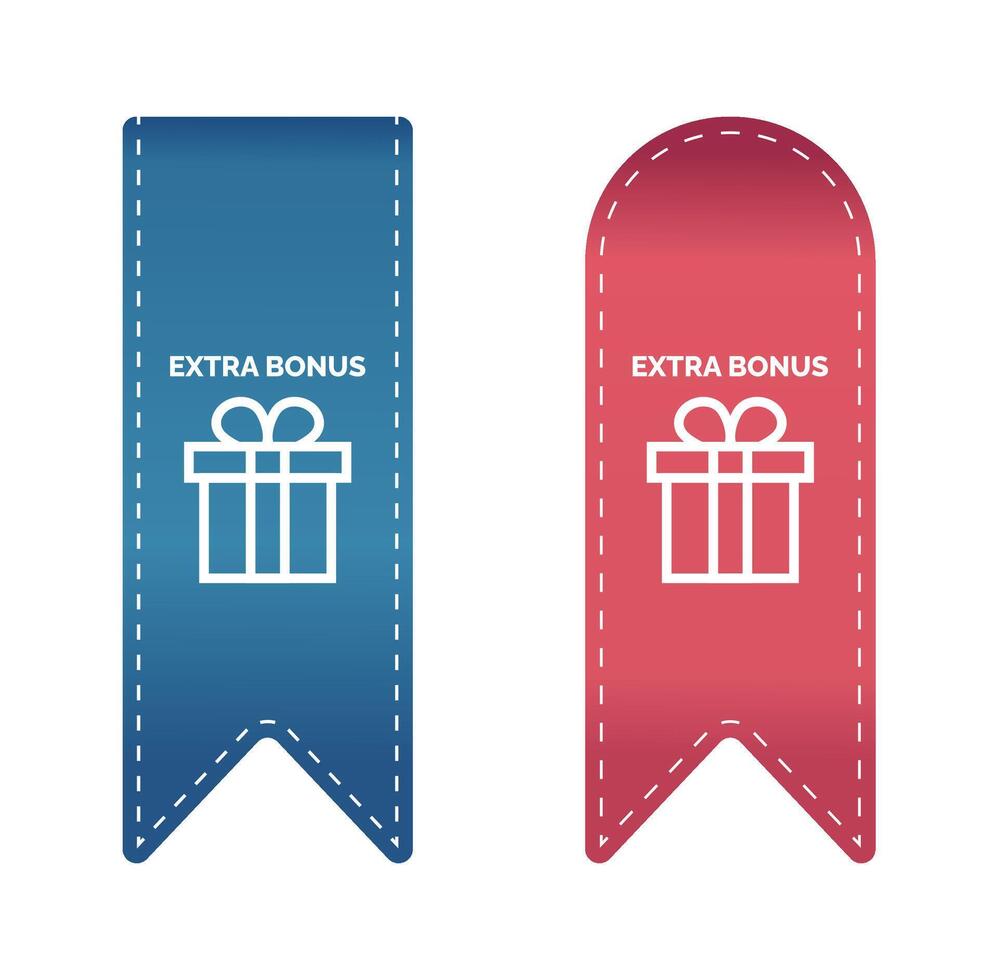 Two extra bonus ribbons with a gift box on them vector