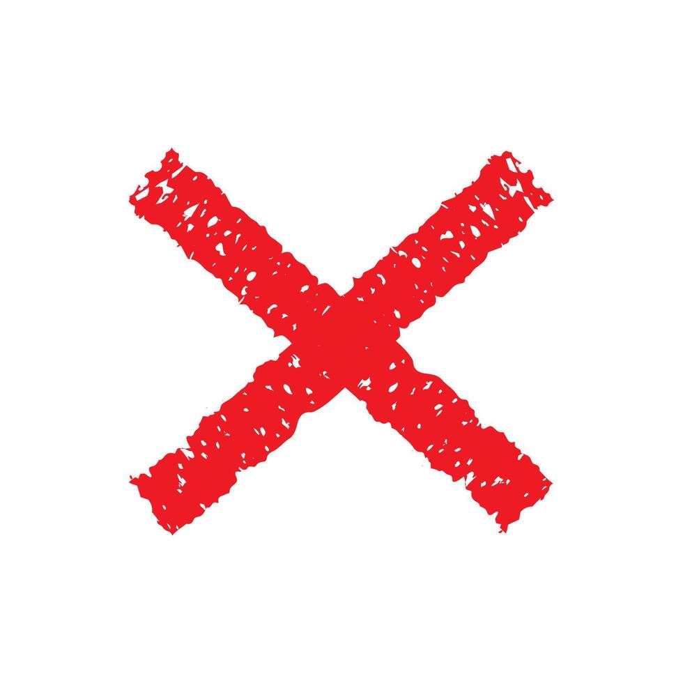 Red hand drawn x symbol illustration vector