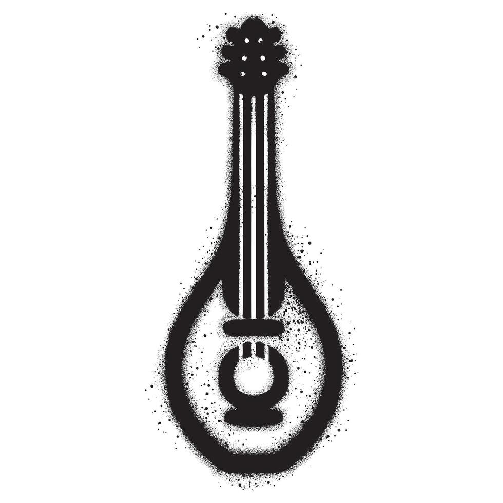 Sitar icons in graffiti style with black spray paint. vector