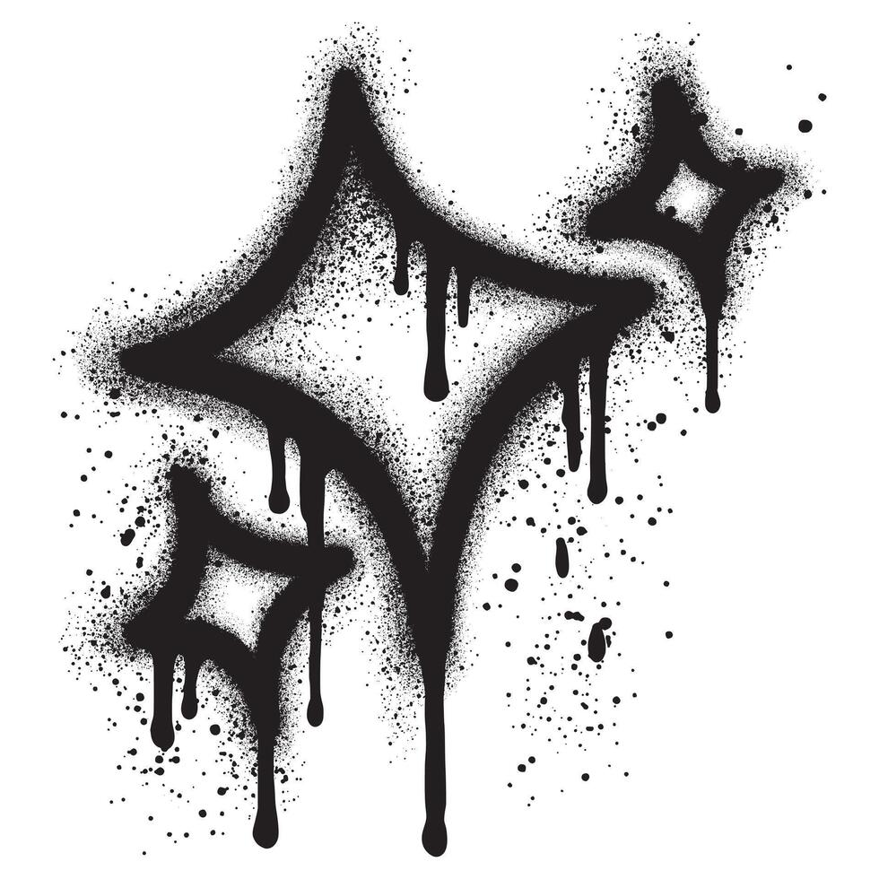 star in graffiti style with black spray paint vector