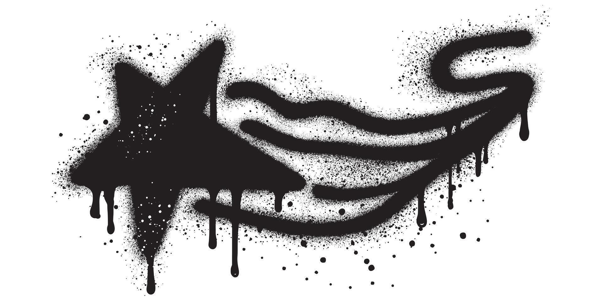 Spray Painted Graffiti black star icon isolated on white background. vector