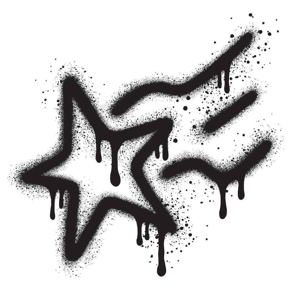 Star graffiti with black spray paint. EPS 10 vector