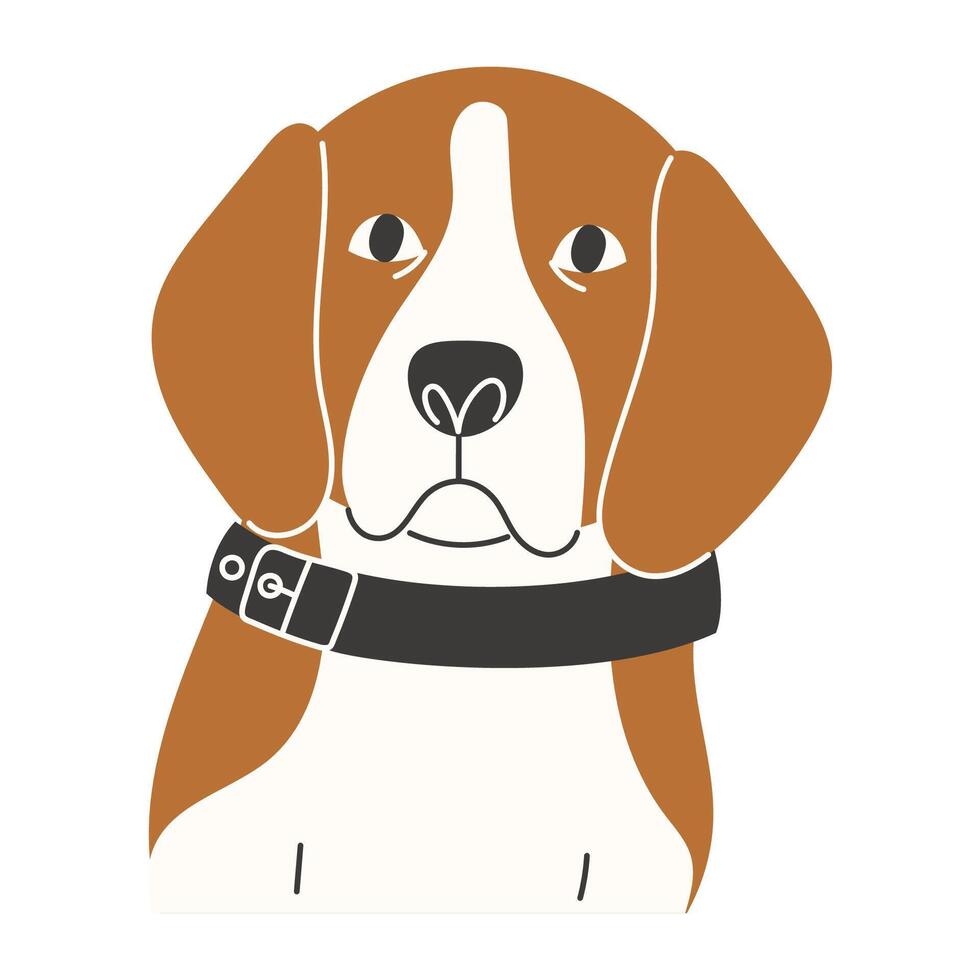 Beagle Dog Portrait Half Body Pet Illustration Flat Style vector