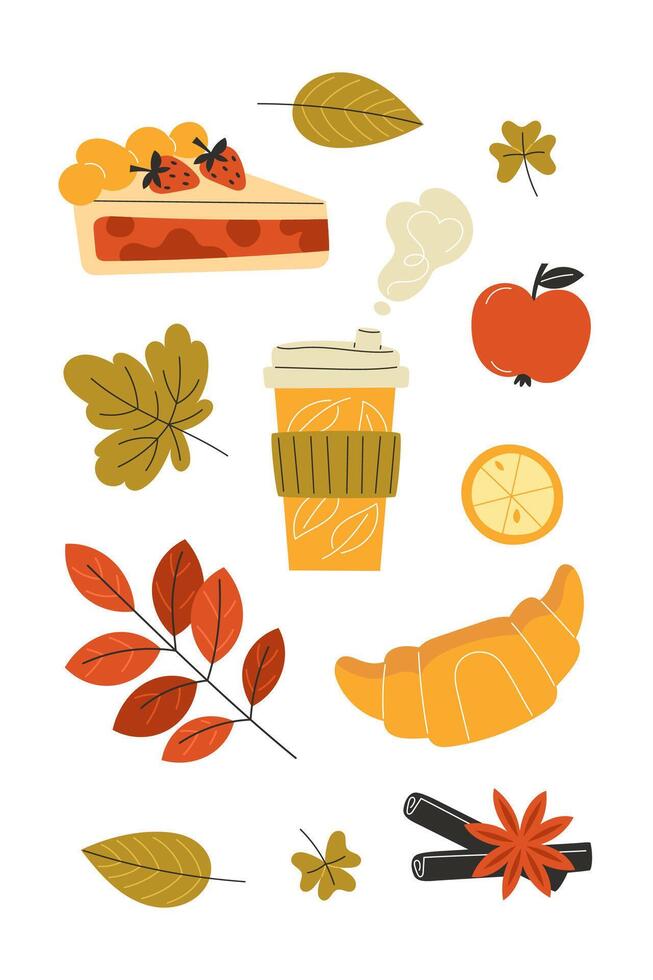 Autumn food and drink illustration vector