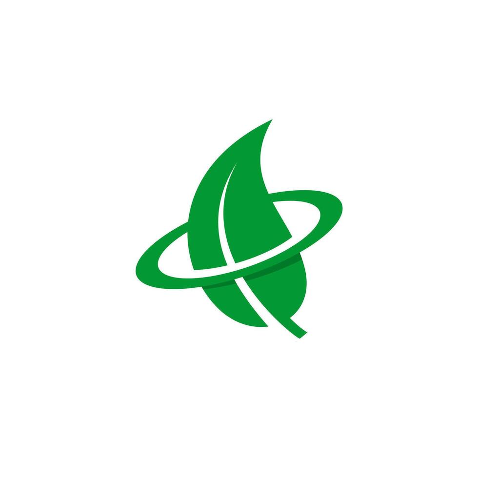 green leaf in the middle of the orbit circle vector