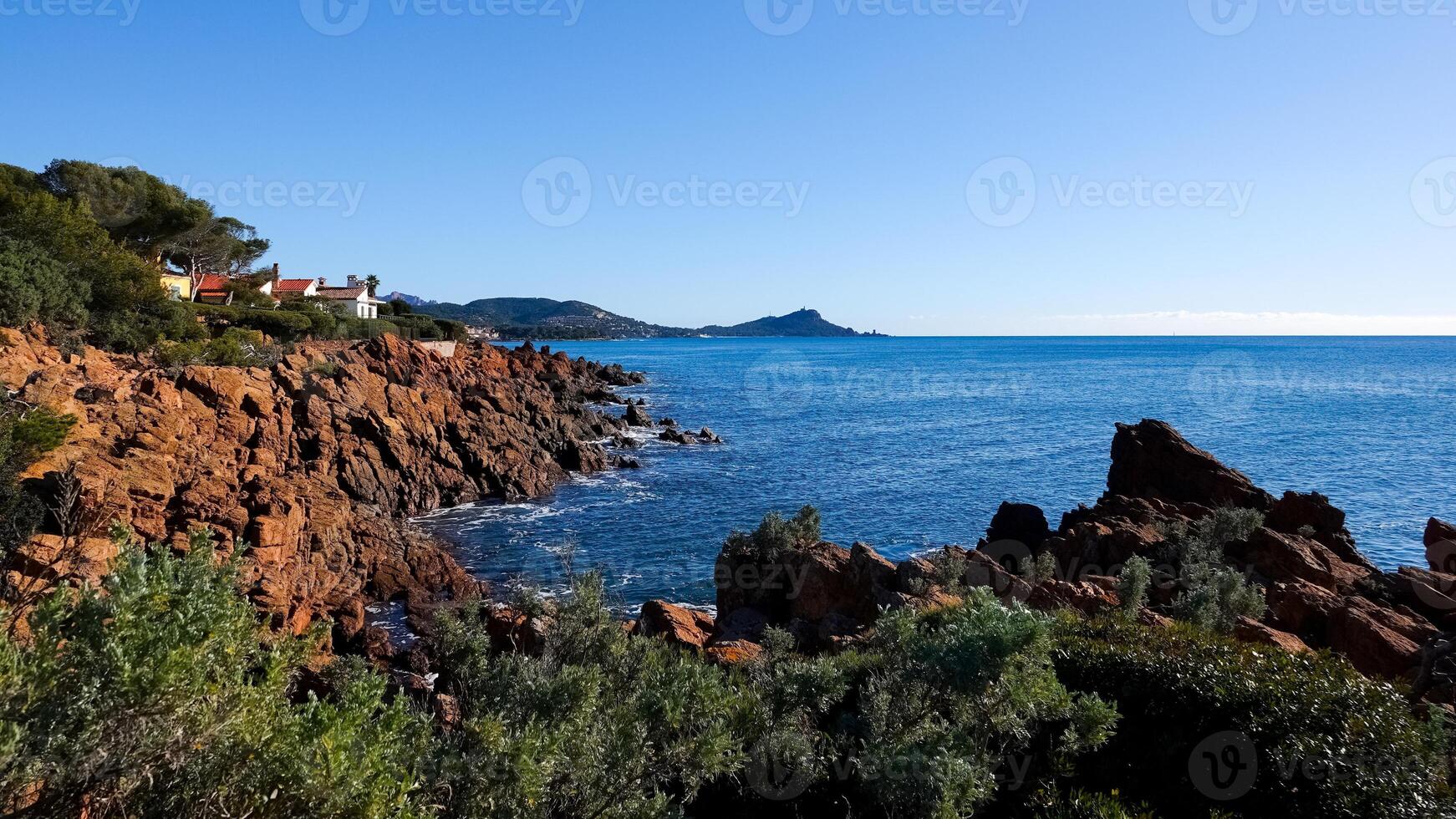 View of the Mediterranean and the coastline from Boulouris to Saint-Raphael photo