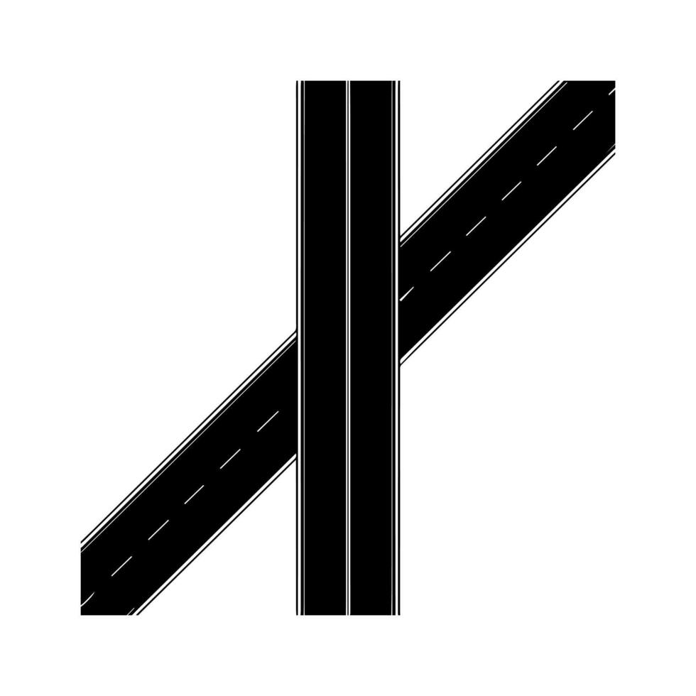 A black and white image of two roads crossing each other vector