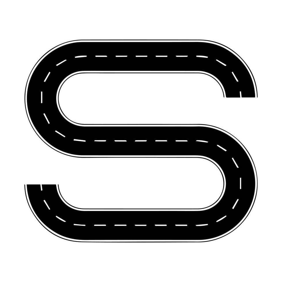The letter s is shown with a road going through it vector
