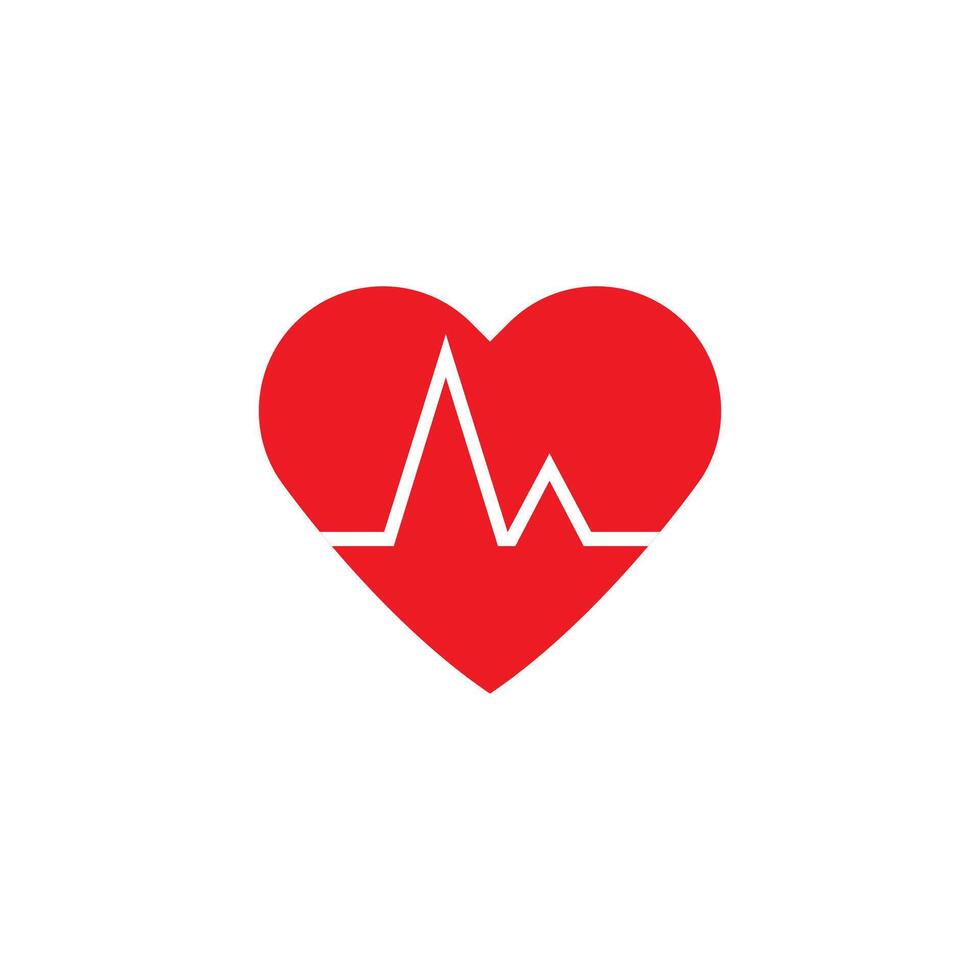 Flat Heart Rate Icon Symbol with Heart Shape vector