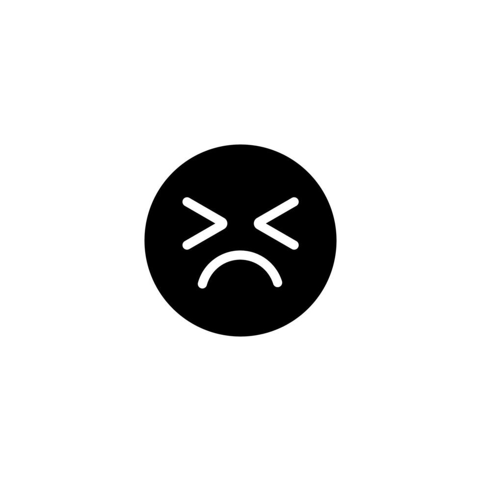 Icon of a face expressing strong emotion with x-shaped eyes on a black circle background vector