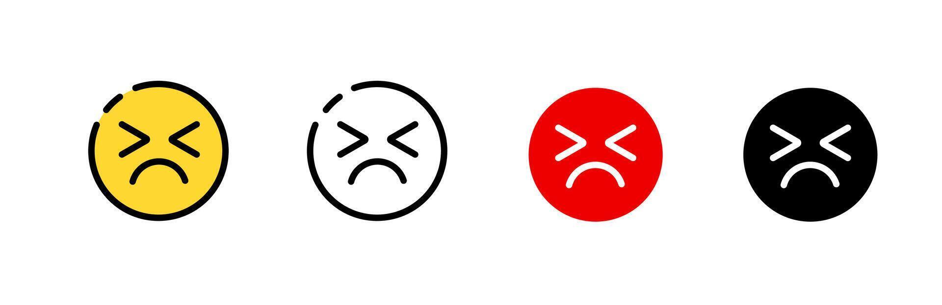 Icon set of angry faces in various styles for emotional expression and communication vector