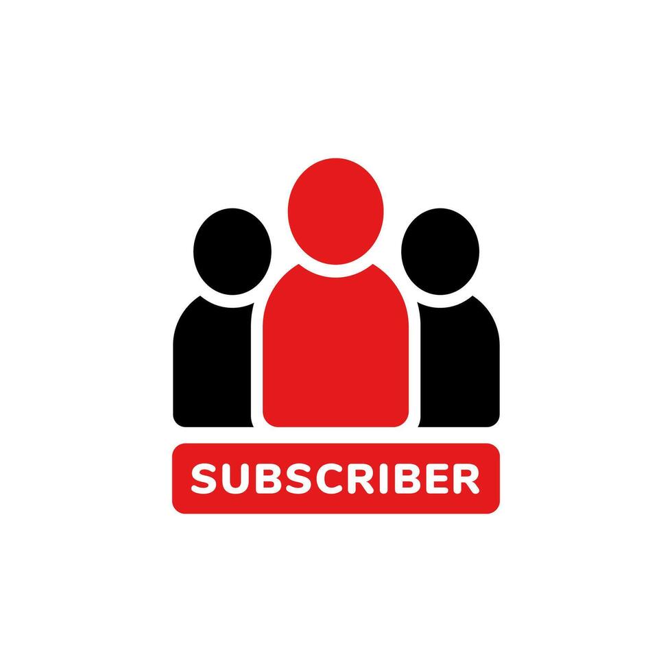 Icon of group with red subscriber text for community engagement and communication vector