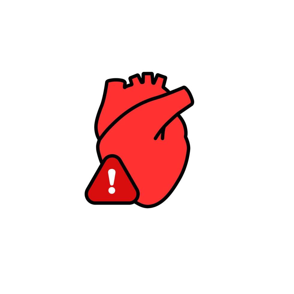 Heart with warning symbol highlighting health or medical alert concept vector