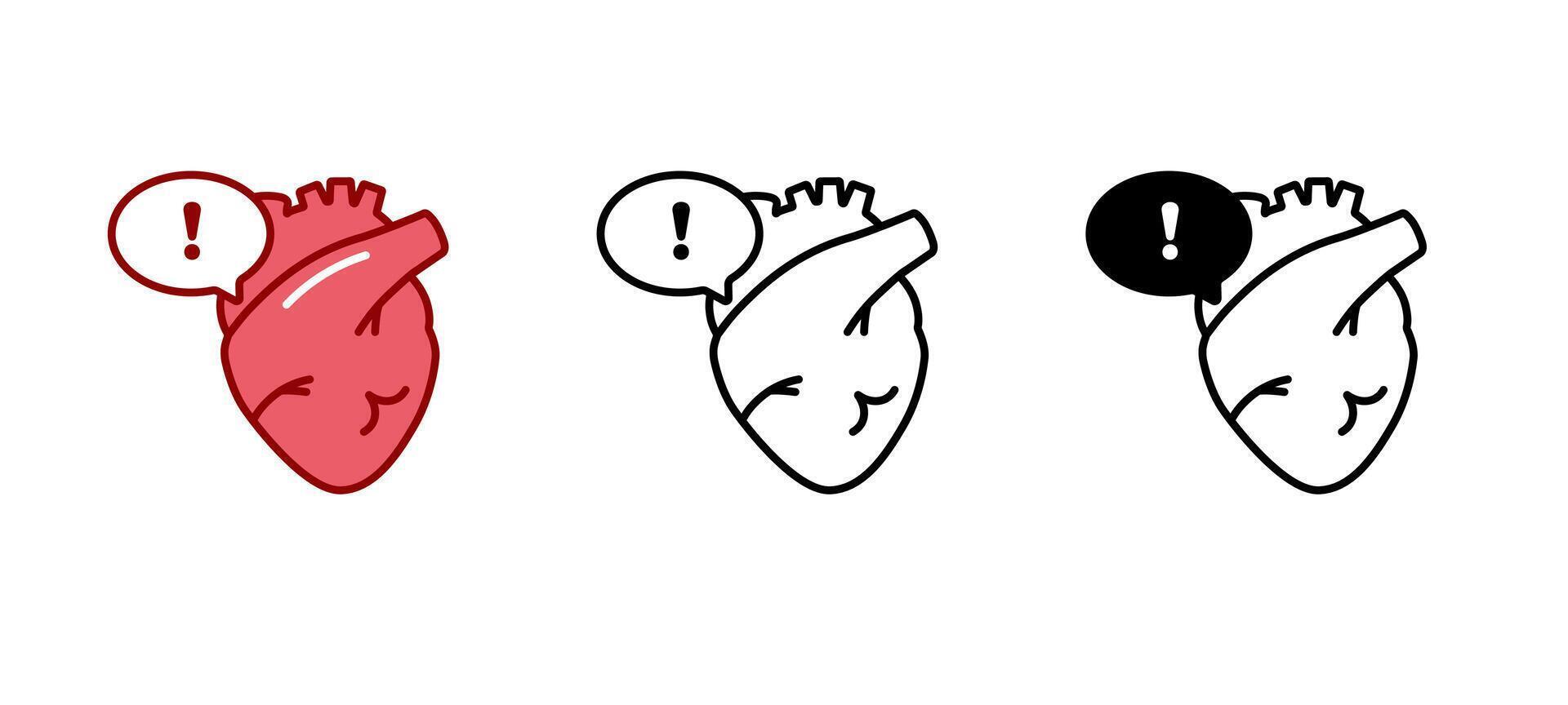 Heart symbols with exclamation marks conveying urgent emotional or health messages vector