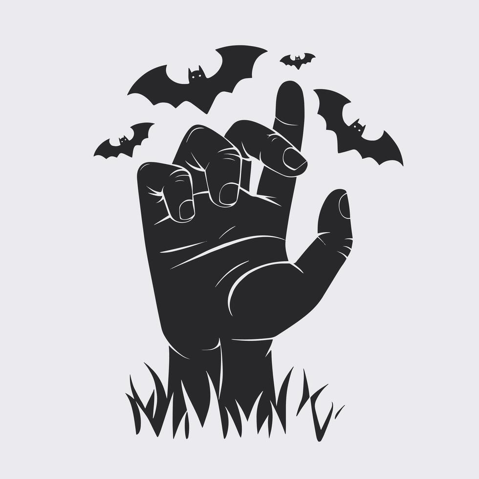 Spooky Hand Gesture with Bats Halloween Design vector