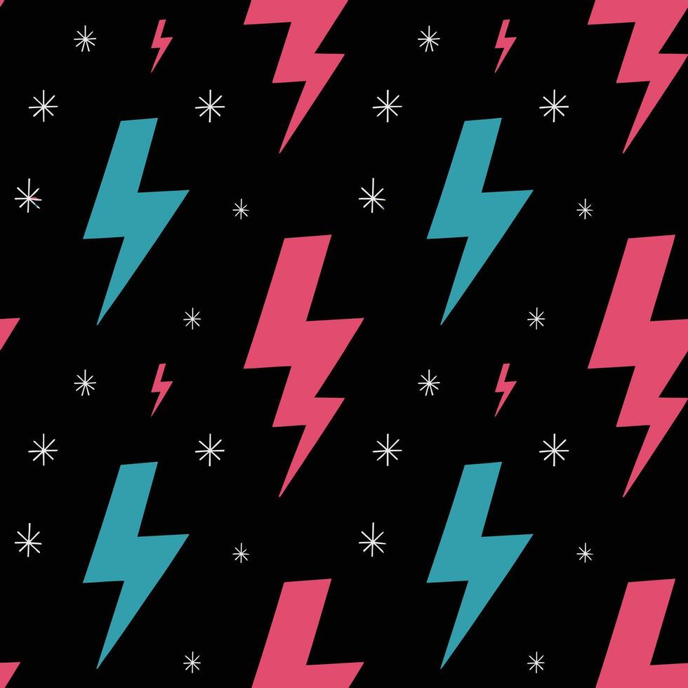 Colorful Lightning Bolt Pattern with Subtle Stars vector